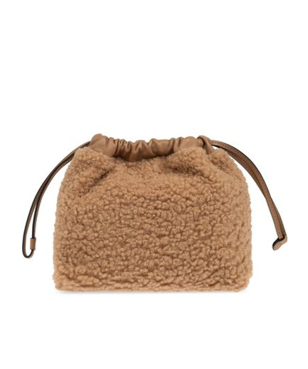 MOSCHINO MOSCHINO FAUX-SHEARLING DRAWSTRING SHOULDER BAG 