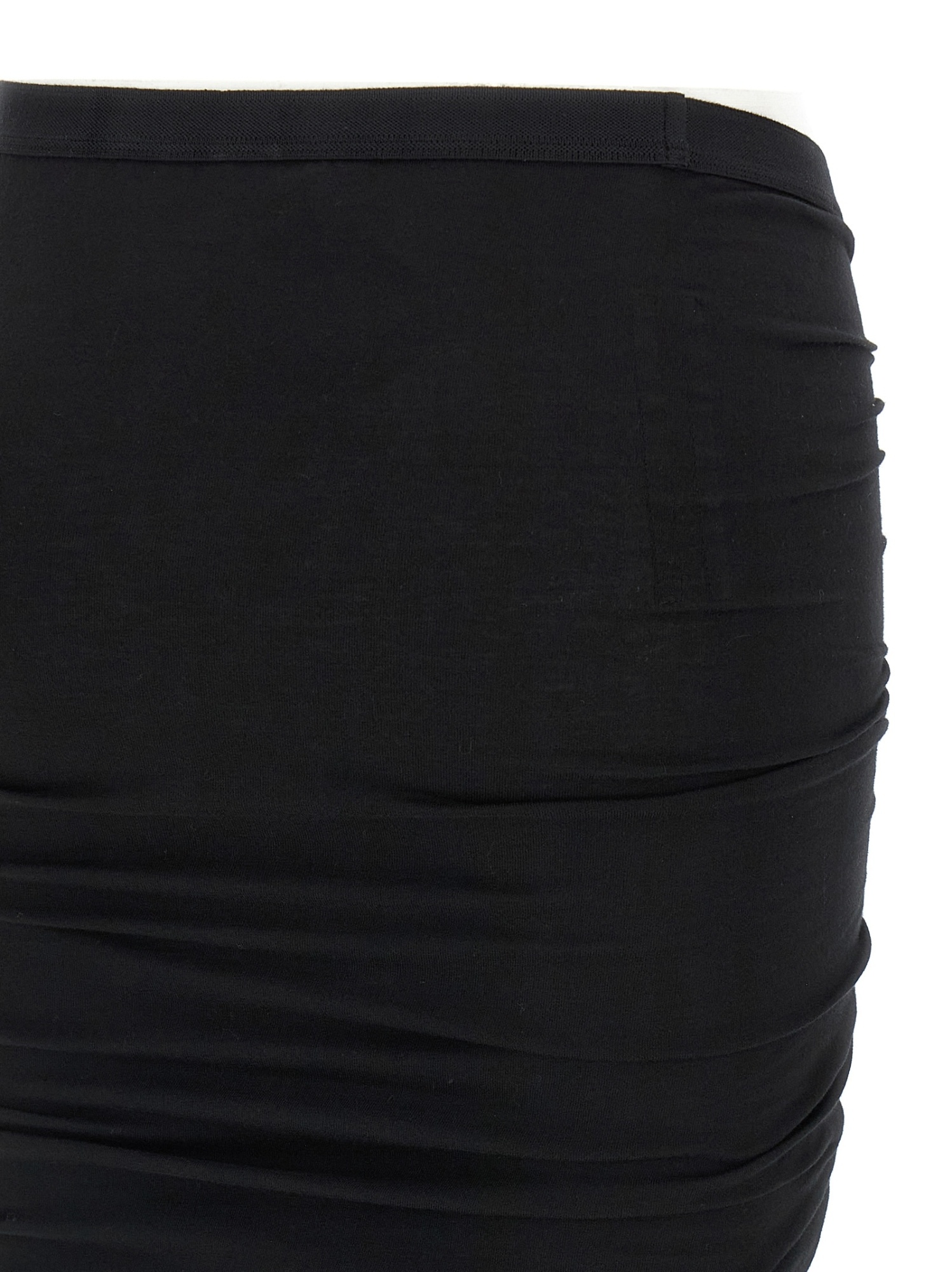 Rick Owens Drkshdw Skirt Drawstring Detail Gathered Waistband In Black