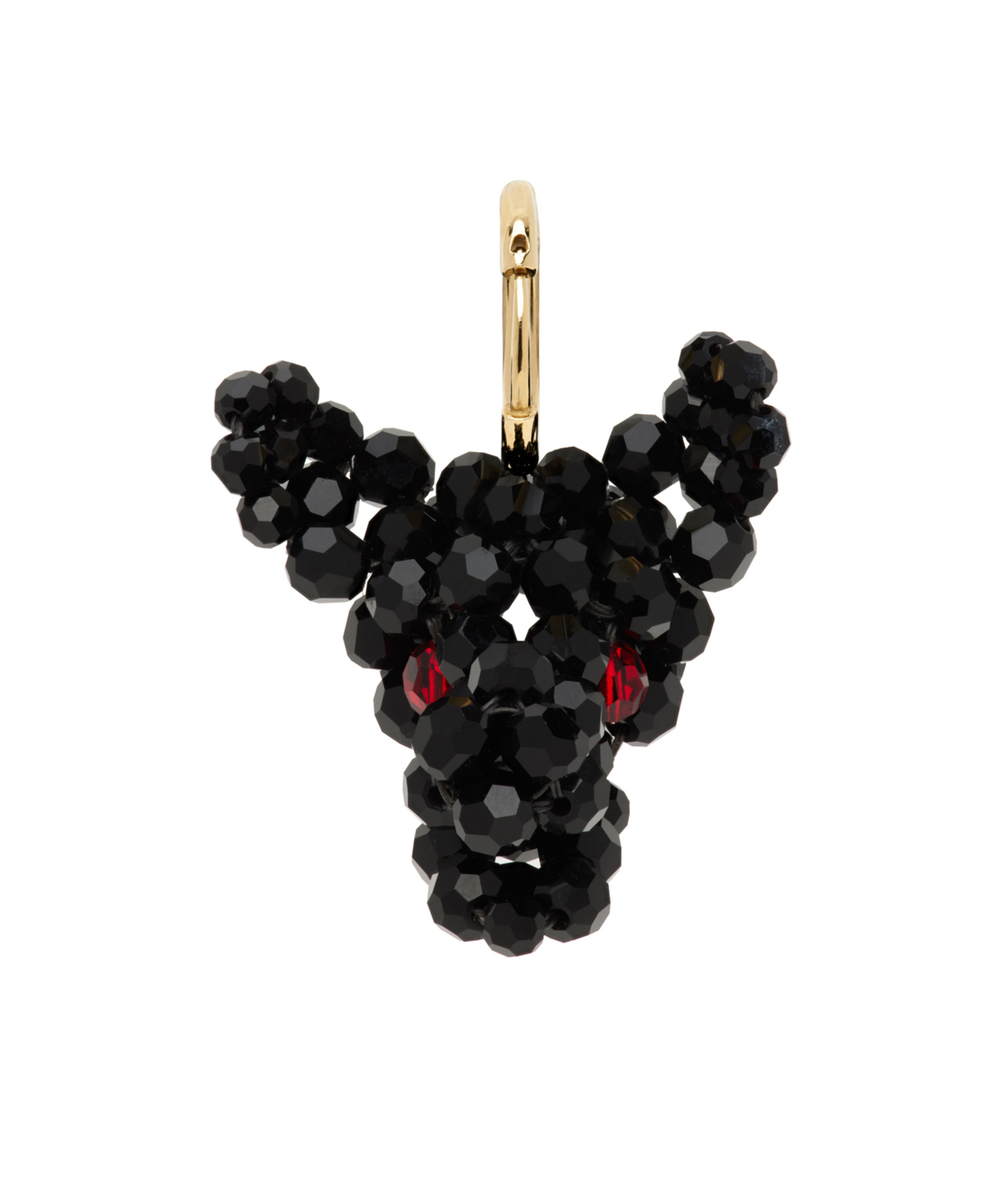 Simone Rocha Single Beaded Creature Trophy Head Earrings In Black