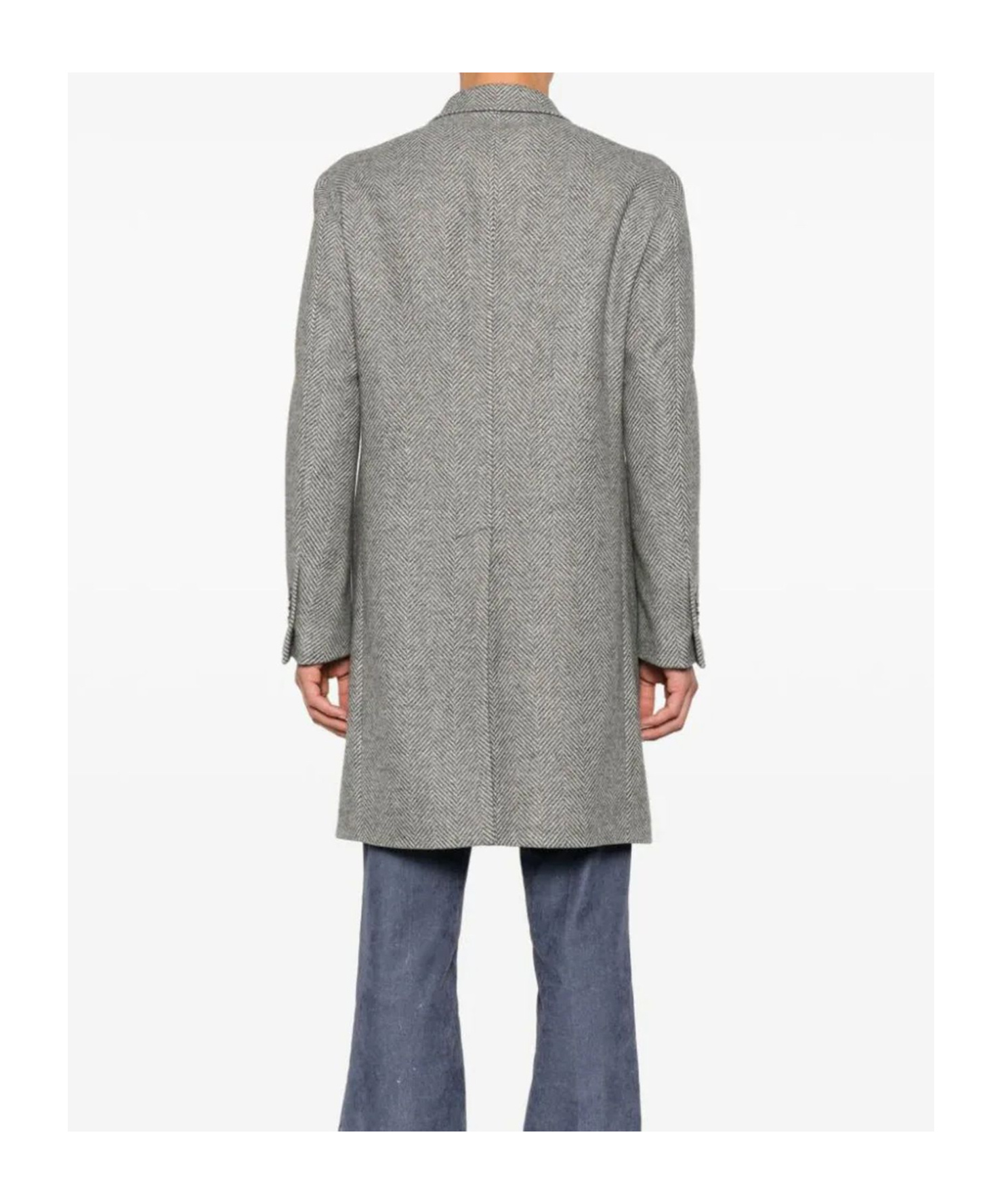 Tagliatore Herringbone-pattern Coat In Gray