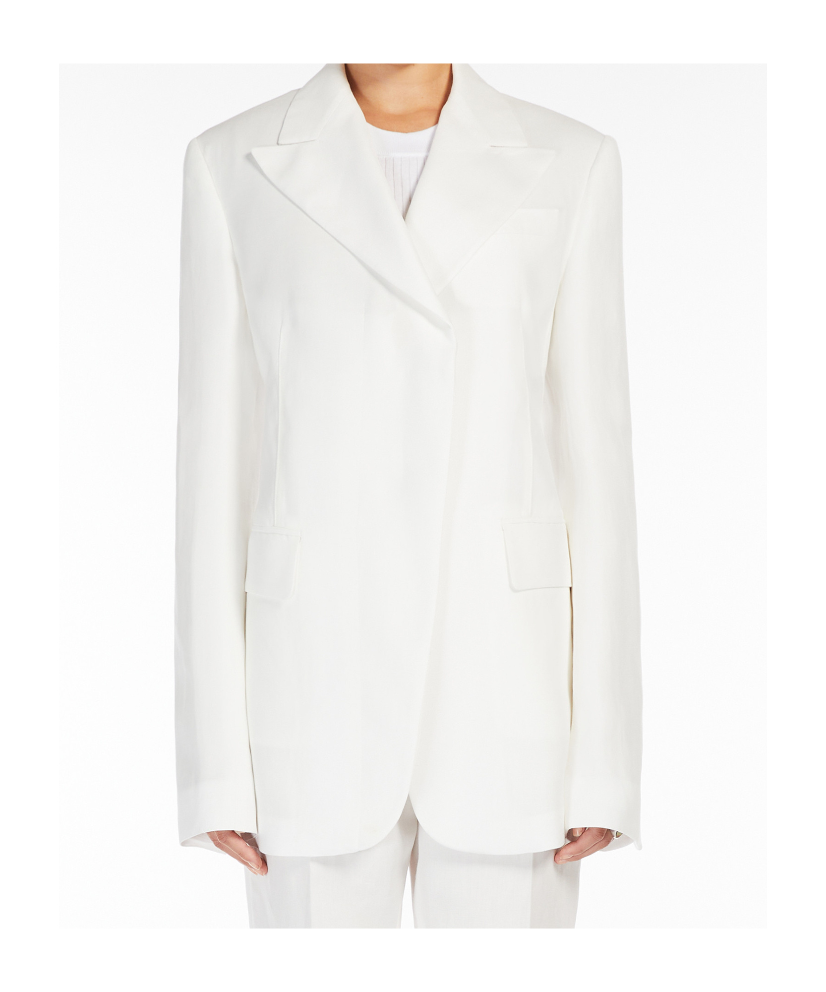 Sportmax Linen And Viscose Twill Blazer In White