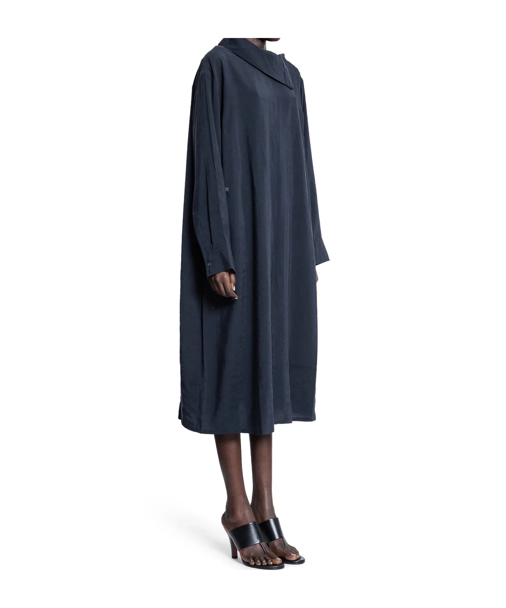 Studio Nicholson Asymmetric-fold Midi Dress In Blue