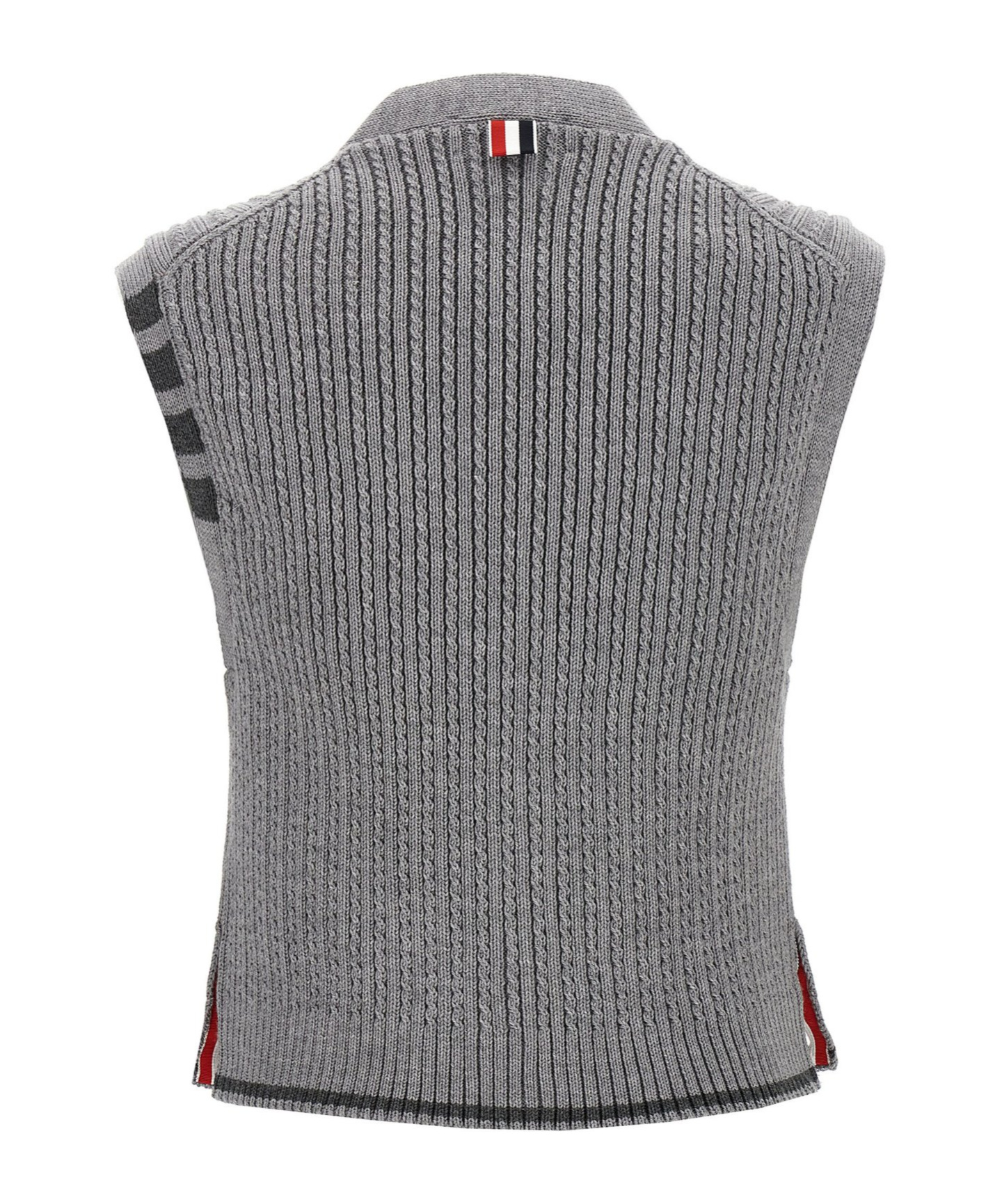 Thom Browne Virgin Wool Cable-knit Sweater Vest In Gray