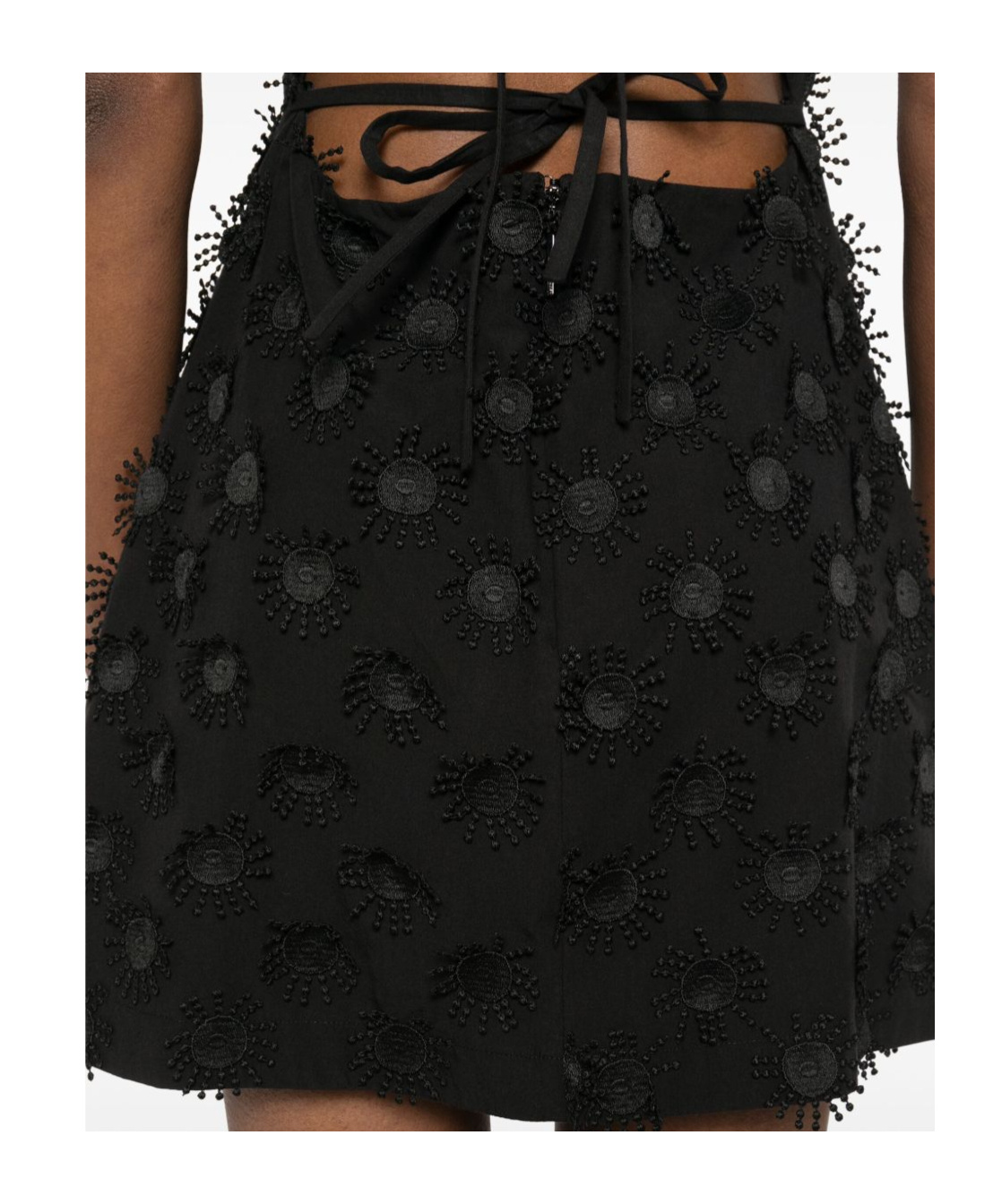 Msgm Short Black Dress With Pearl In Black
