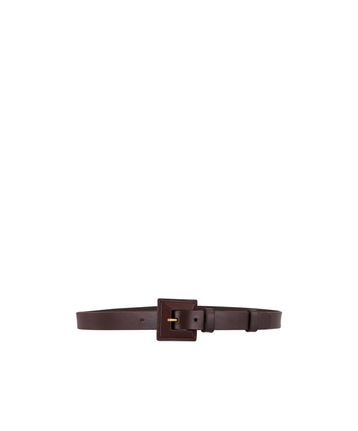 Saint Laurent Square Buckle Belt In Brown