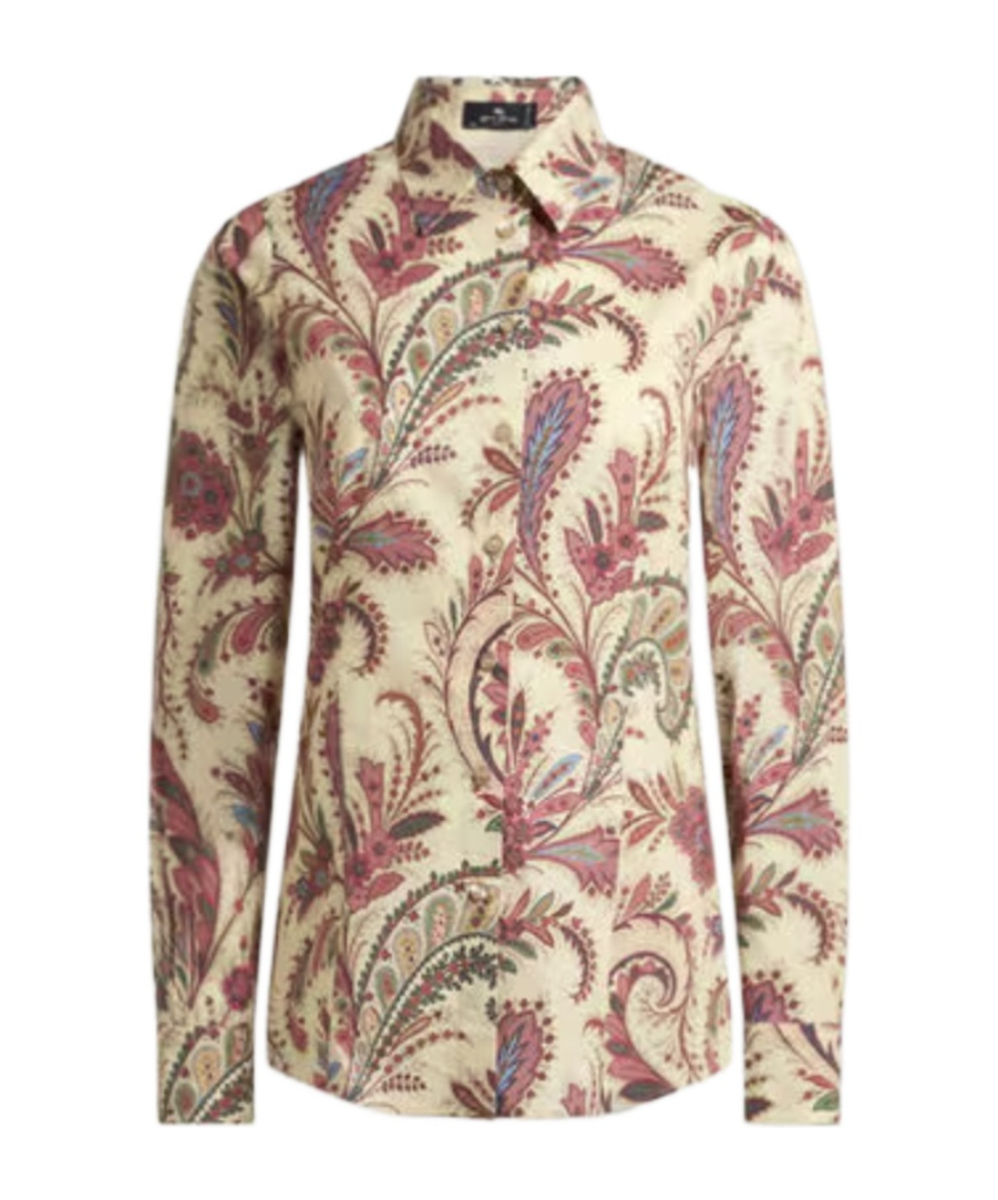 Etro Printed Poplin Shirt In Neutral