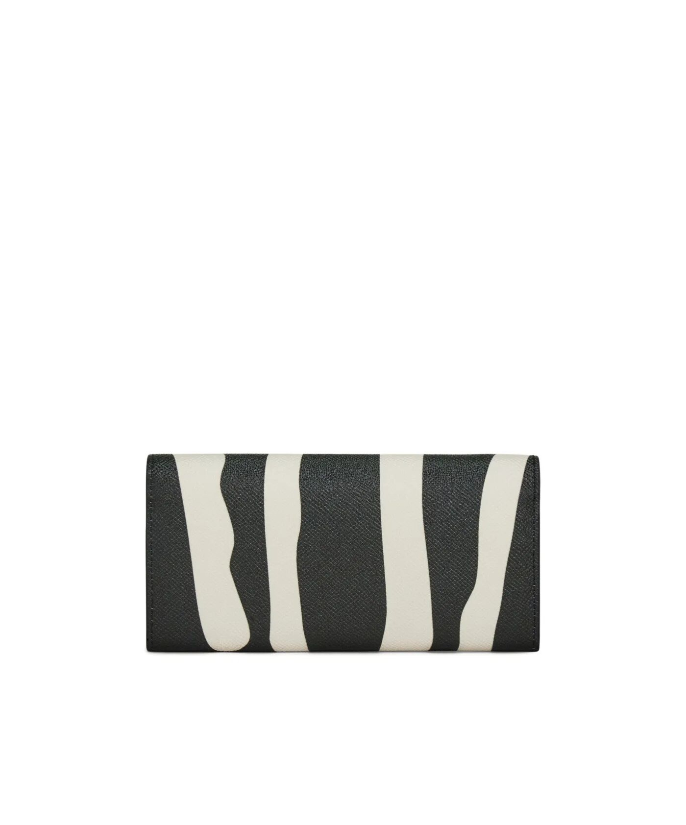 Ferragamo Gancini Zebra-print Leather Wallet On Chain In Black