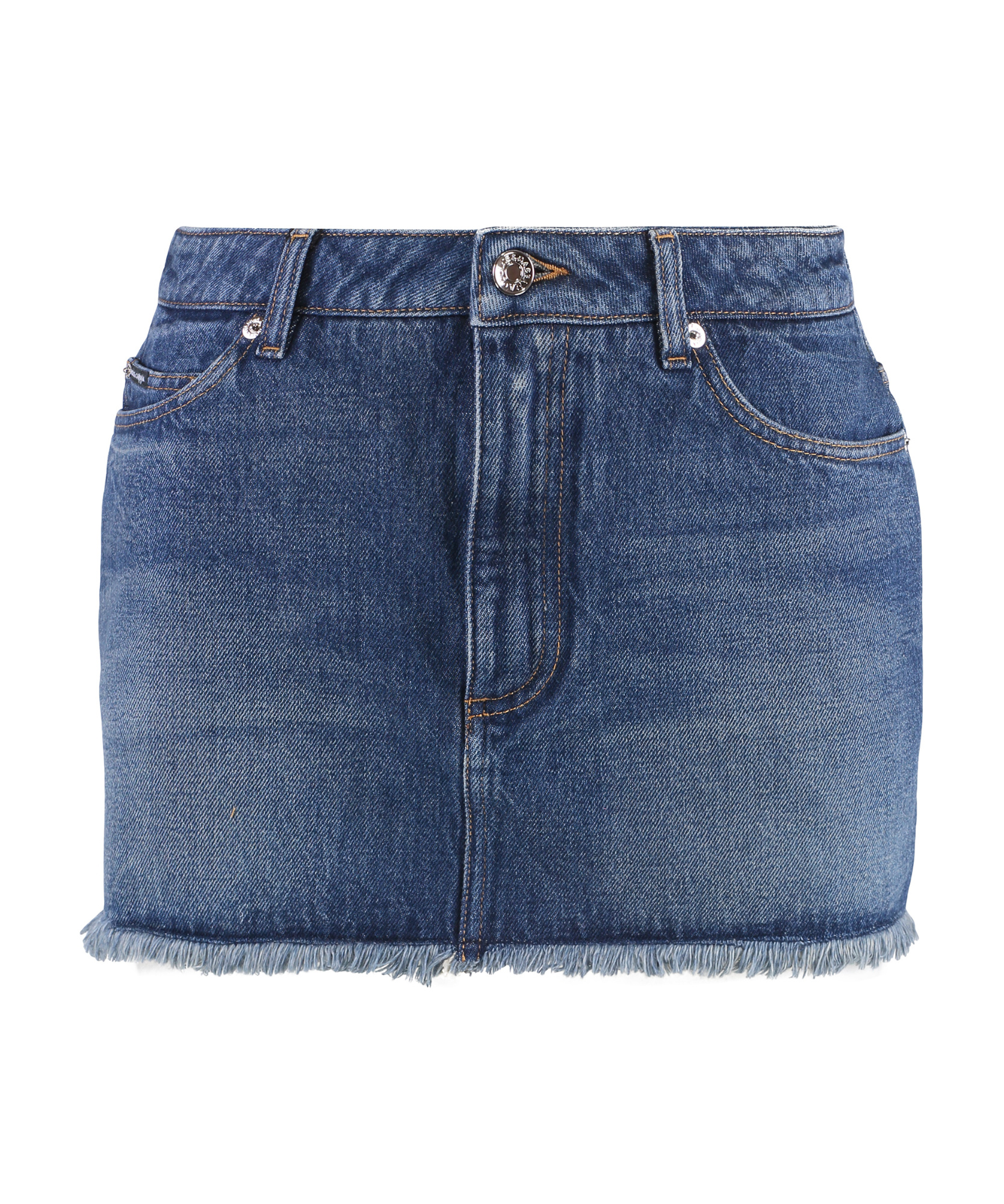 DOLCE & GABBANA DOLCE GABBANA FRAYED HEM DENIM MINI SKIRT