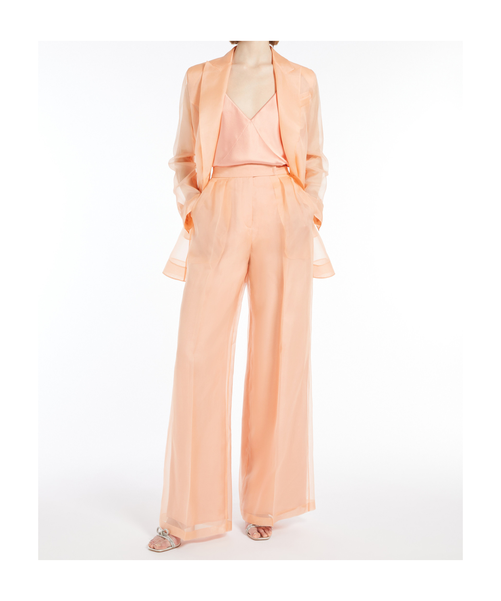 Max Mara Silk Organza Double-breasted Blazer In Rose Gold
