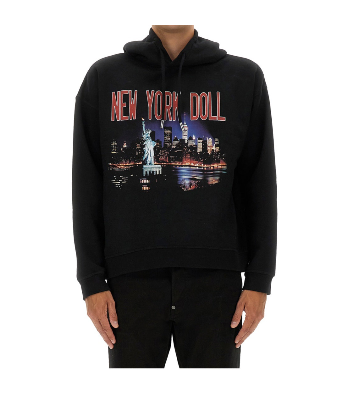 Dsquared2 Graphic Hooded Sweater Long Sleeves In Black
