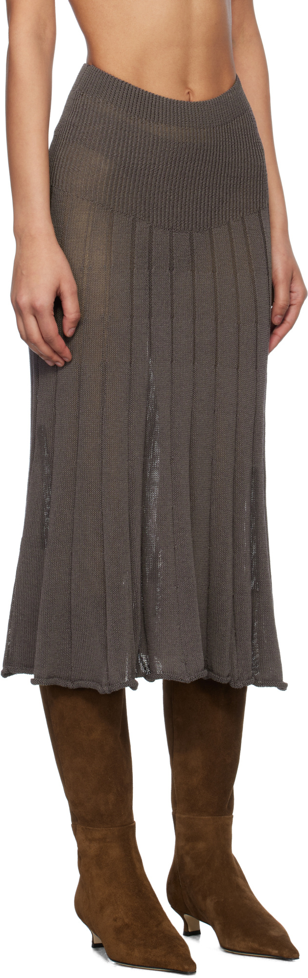 Gimaguas Brown Yoyo Midi Skirt In Multi
