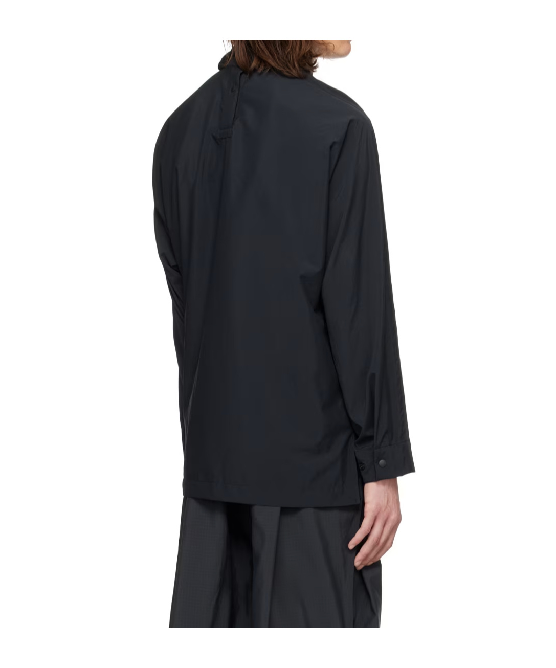 Issey Miyake Curled Upright Collar Shirt In Black