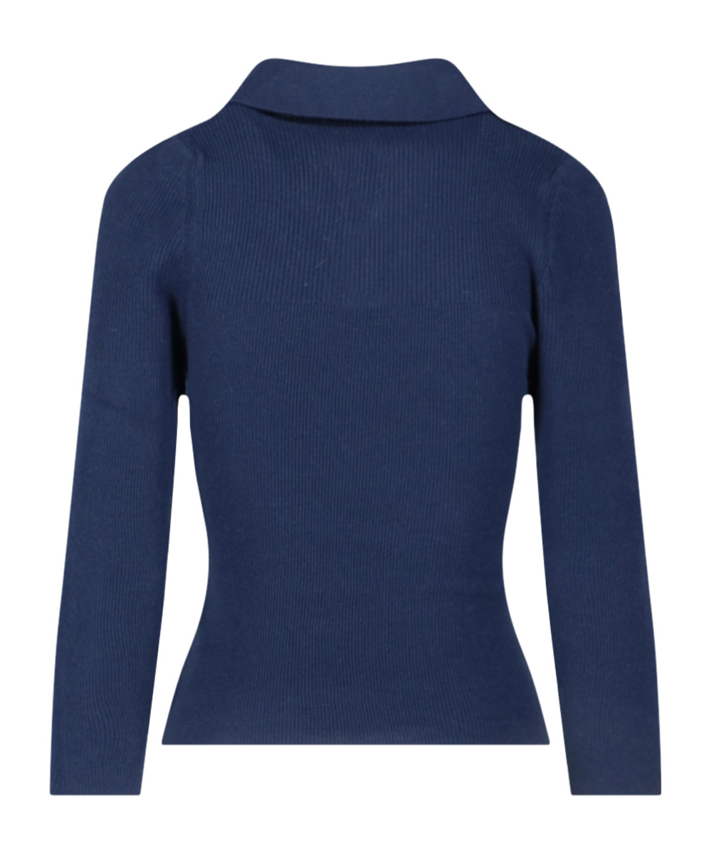 Vivienne Westwood Ribbed Texture V-neck Polo With Long Sleeves In Black