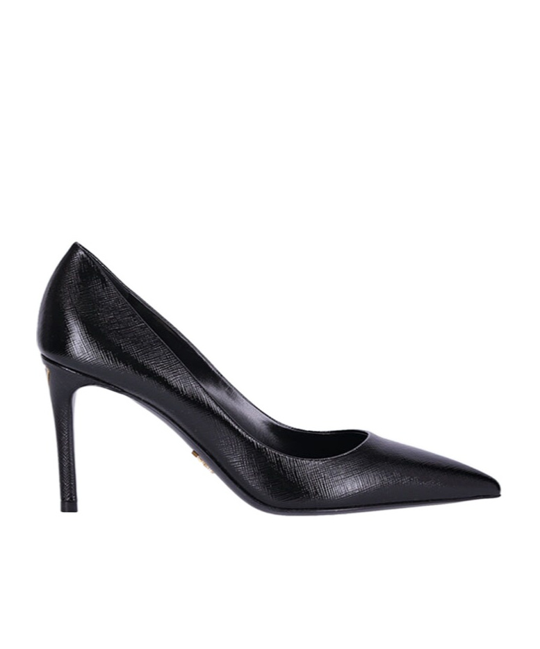 Prada Saffiano Pointed Heels In Black