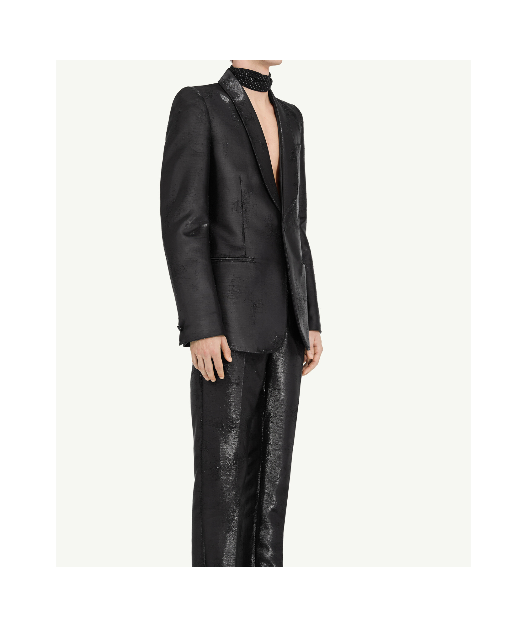 Mm6 Maison Margiela Distressed Jacquard Suit Jacket In Black