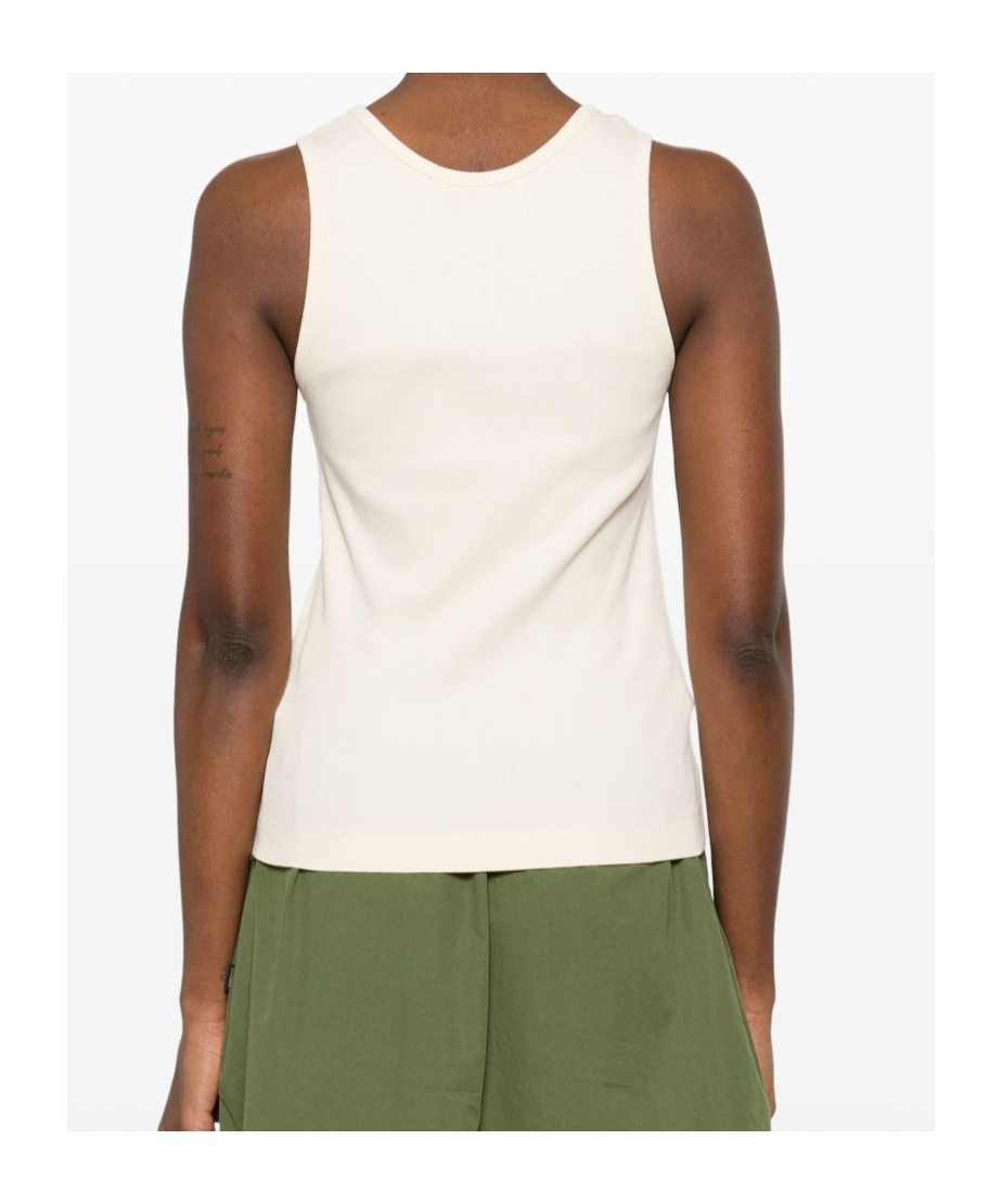 Shop Maison Kitsuné Fox Motif Sleeveless Ribbed Tank Top In White