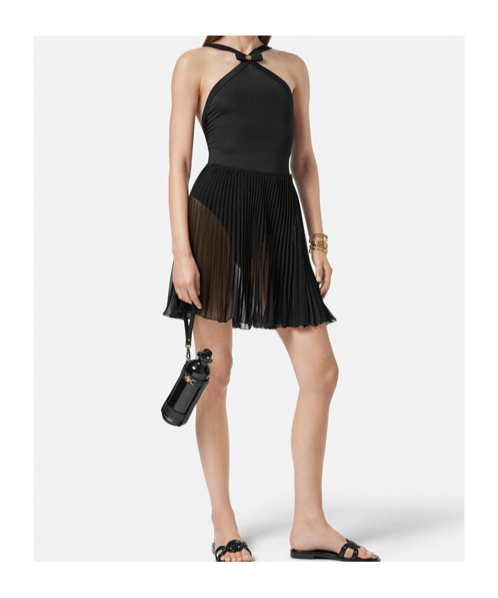 Versace Black One-piece Swimsuit With Medusa Head Detail In Tech Fabric Woman In Black