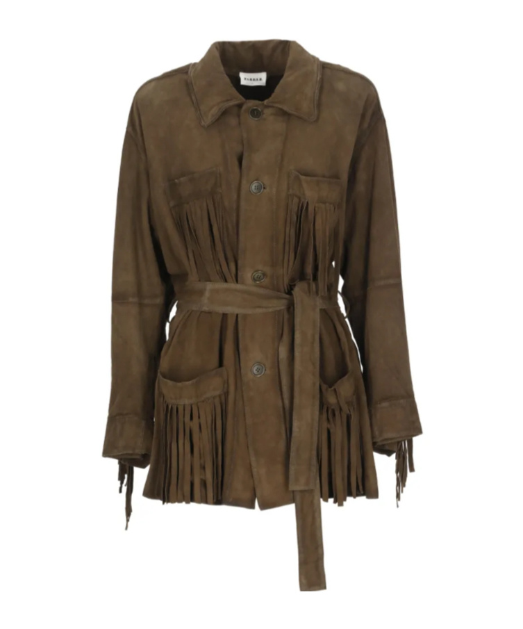 P.a.r.o.s.h Fringed Leather Jacket In Brown