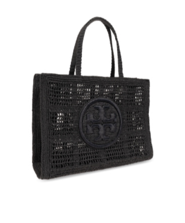 Tory Burch Ella Hand-crocheted Large Tote In Black
