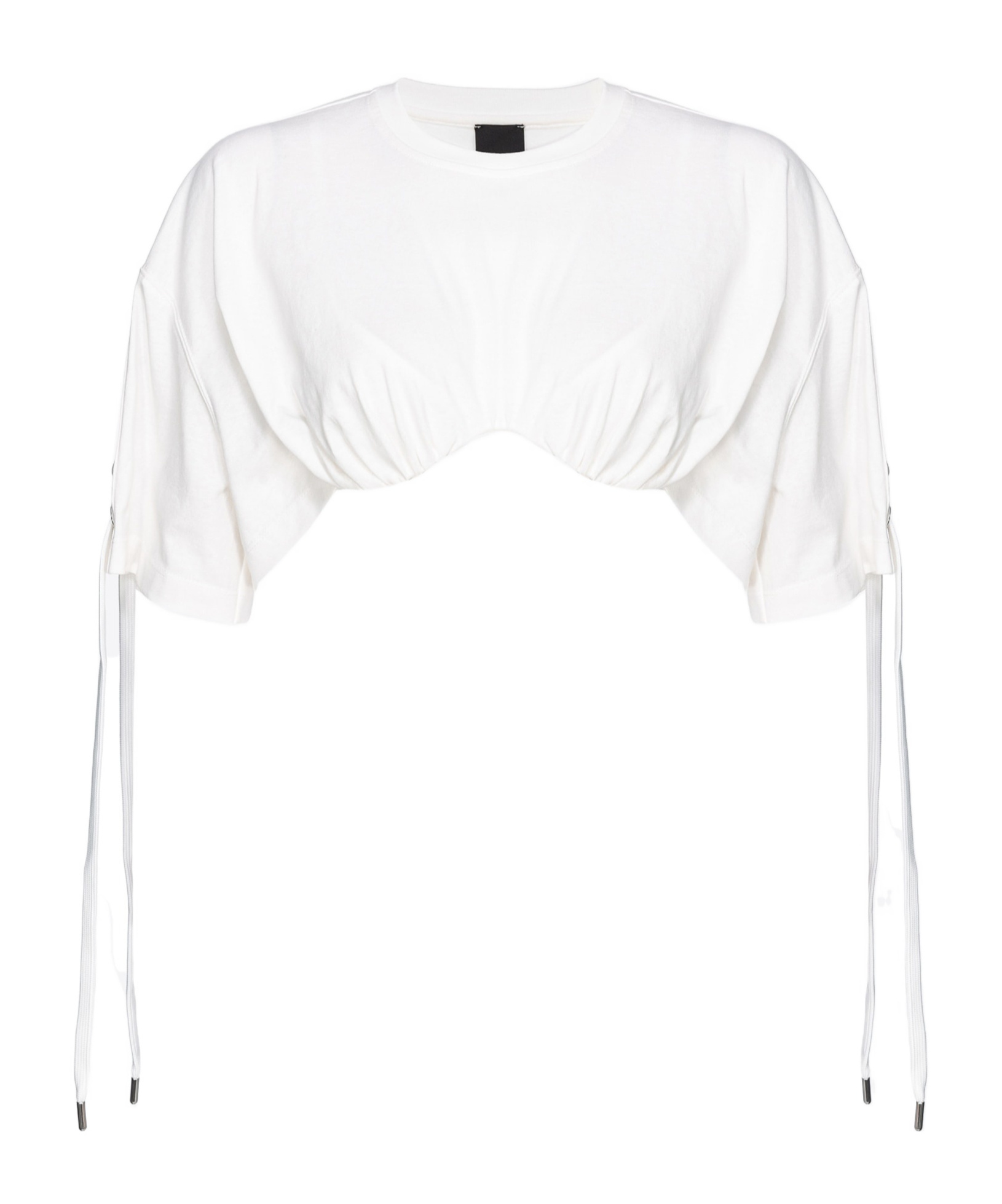 Pinko Lace-up Cropped T-shirt In White