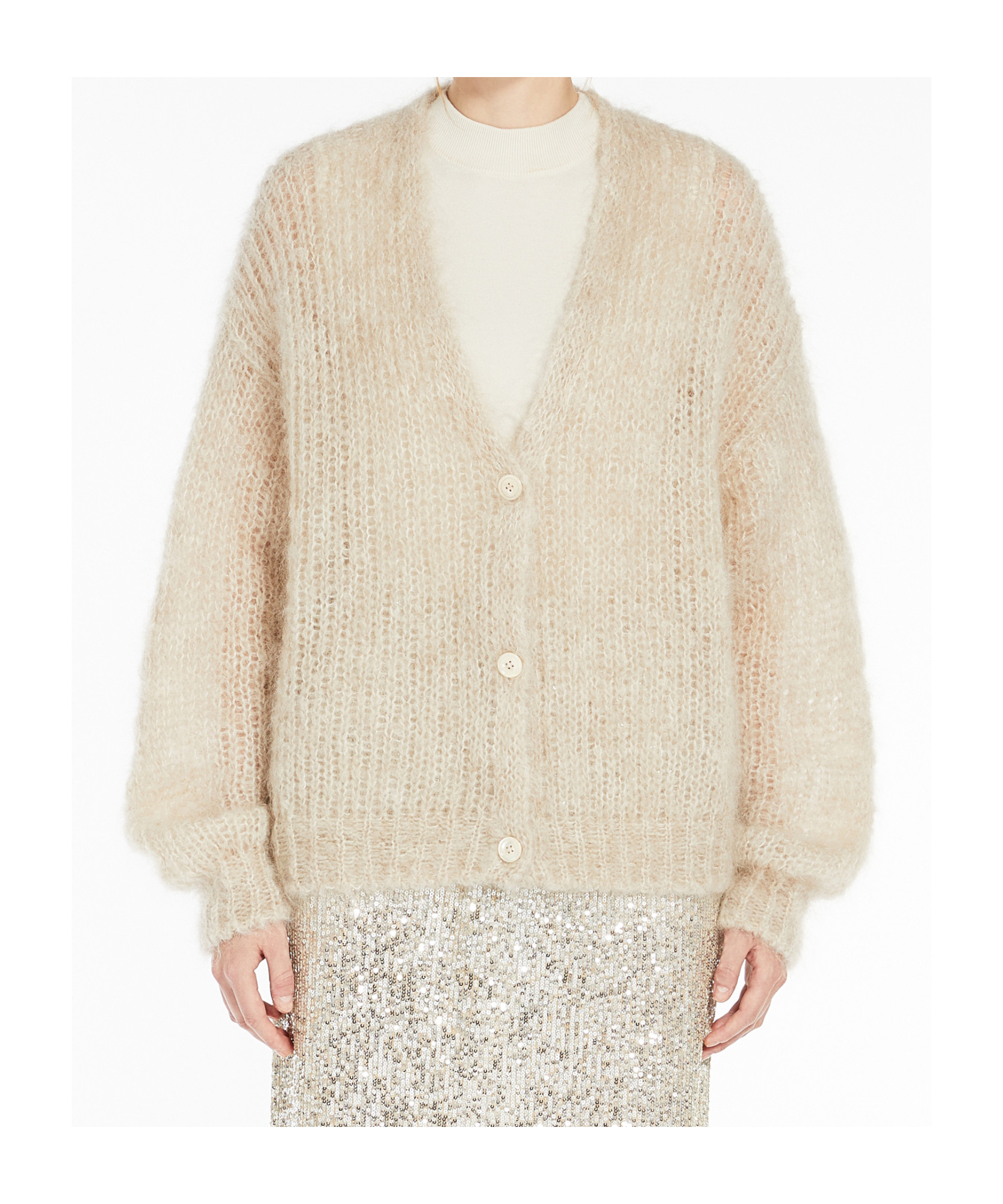 Weekend Max Mara Mohair Cardigan In Nude