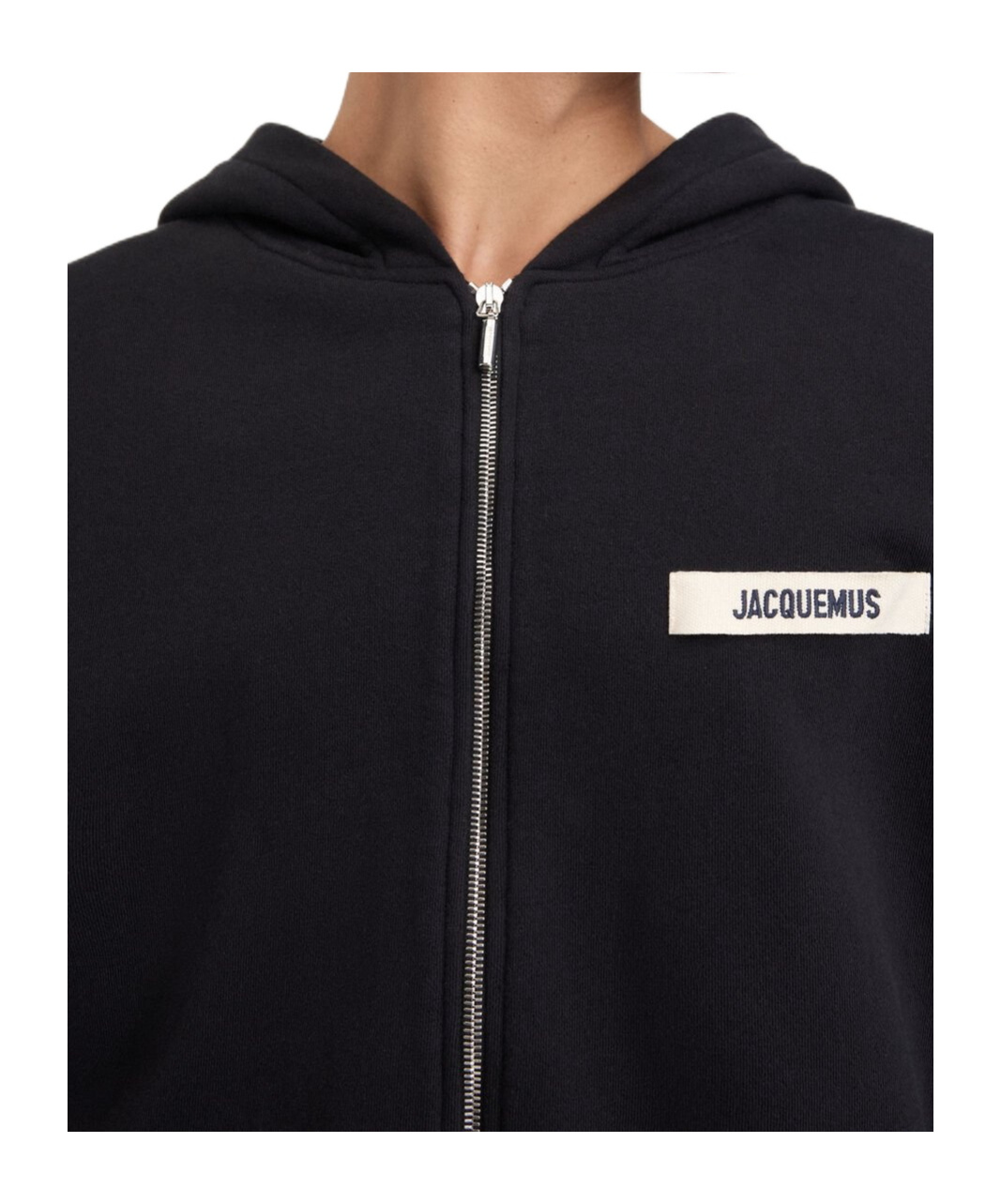 Jacquemus The Gros Grain Zip-up Hooded Sweatshirt In Black
