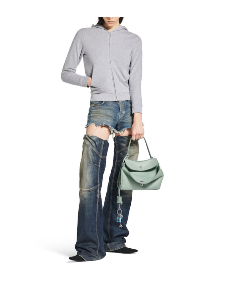 Balenciaga Rodeo Small Calfskin Top-handle Bag In Mineral Green