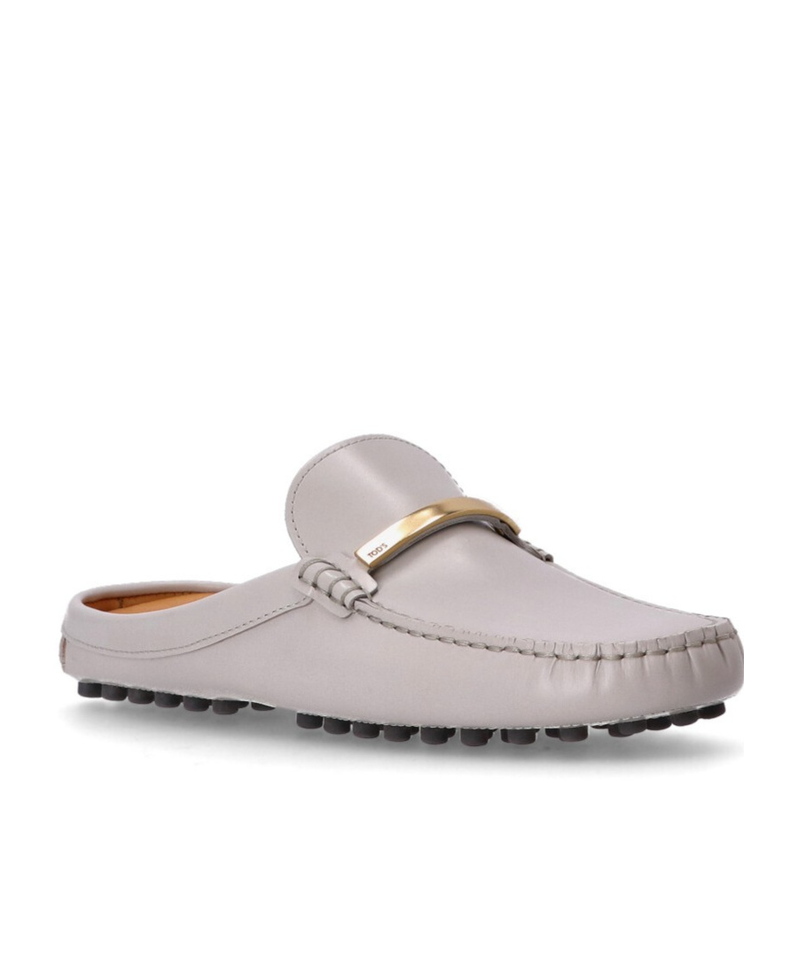 Tod's Logo-debossed Mules In Gray