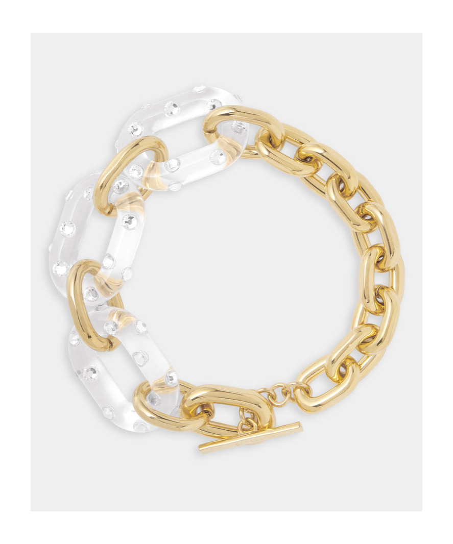 Rabanne Crystal Decorated Transparent Necklace In Yellow