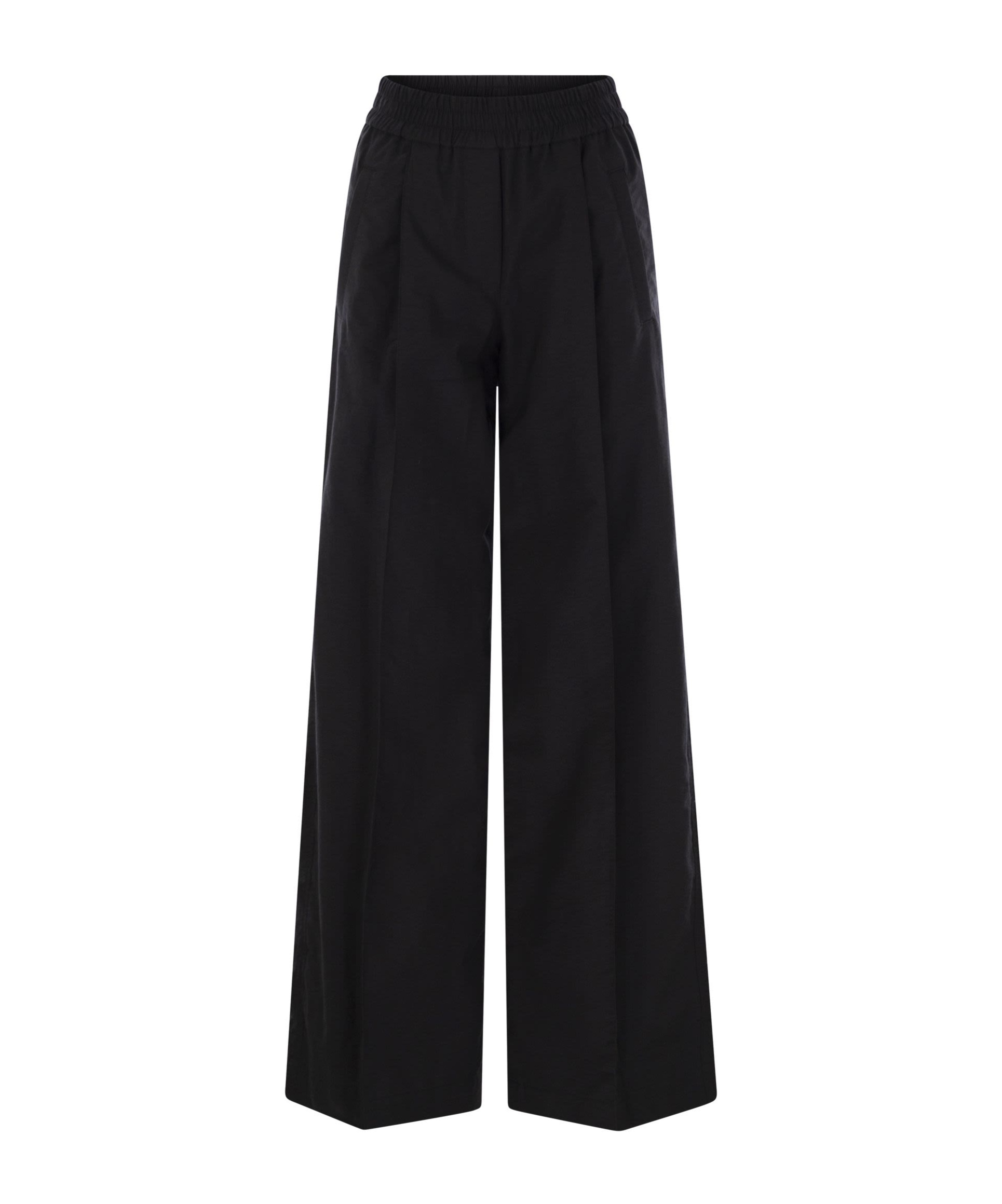 Brunello Cucinelli Loose Fit Cotton Trousers In Black