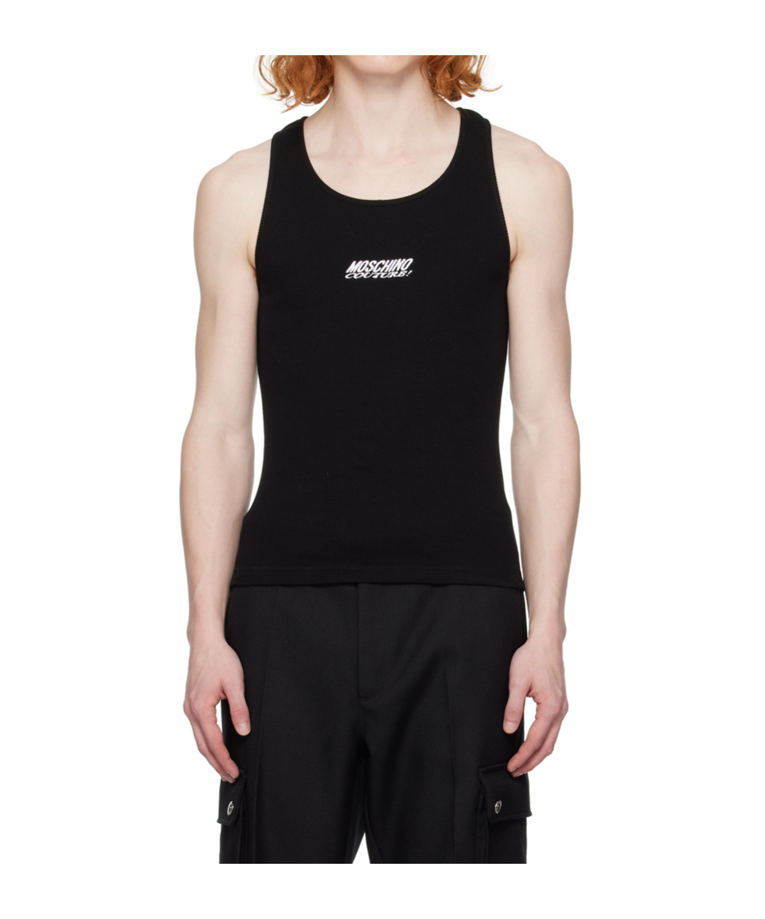 Moschino Round Collar Logo Vest In Black