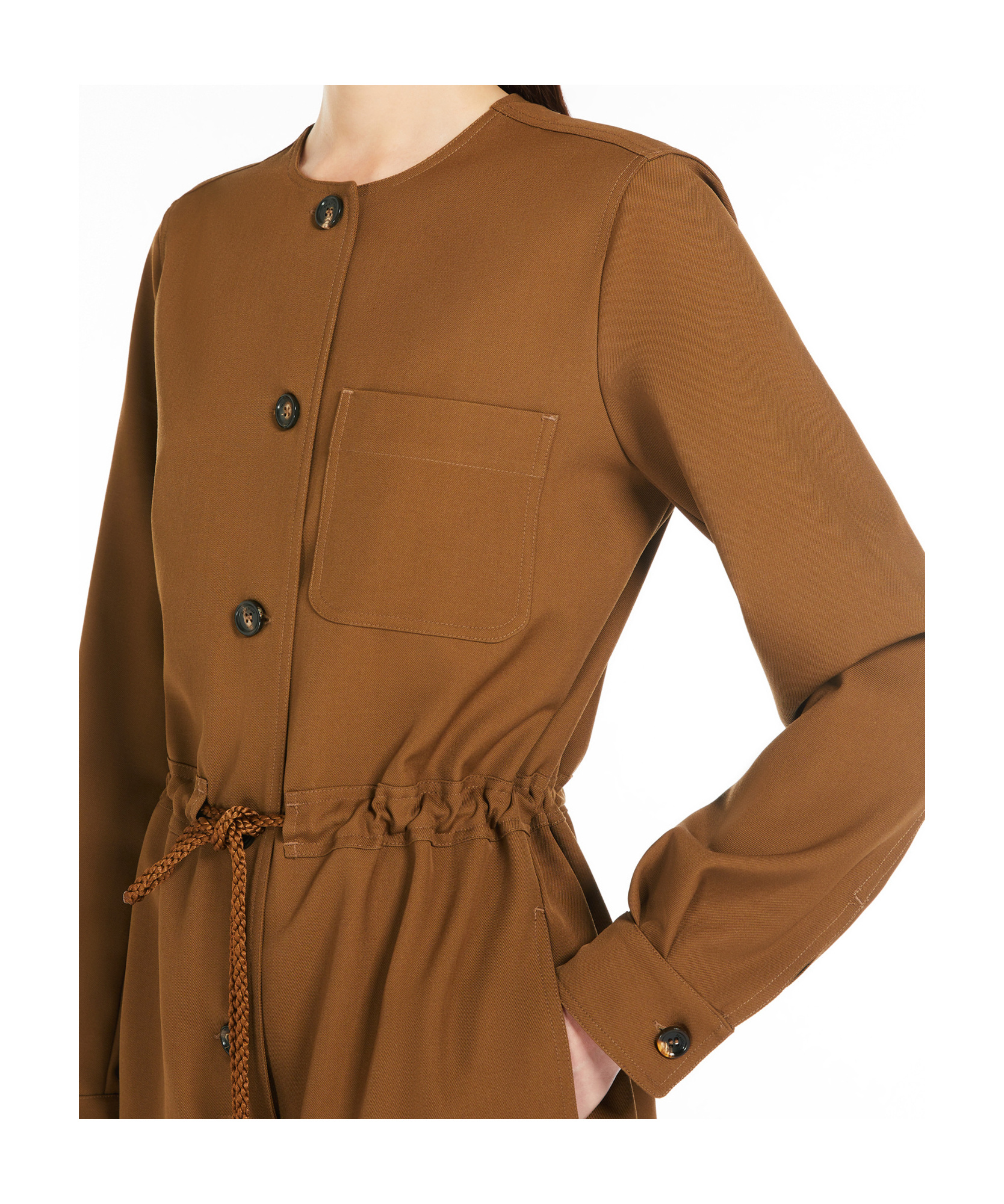 Max Mara Long-sleeved Wool Jumpsuit In Brown