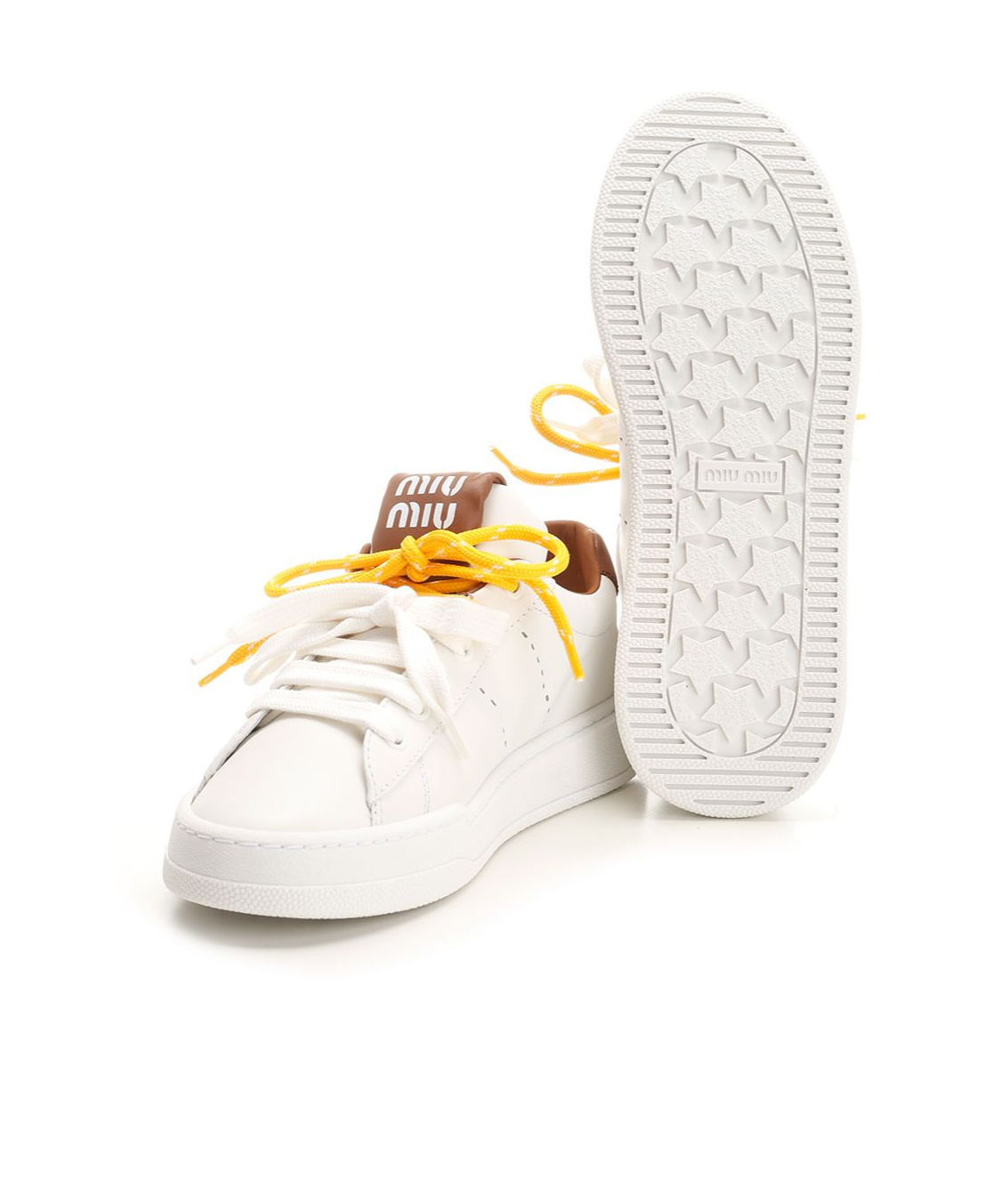 Shop Miu Miu Leather Sneakers In White