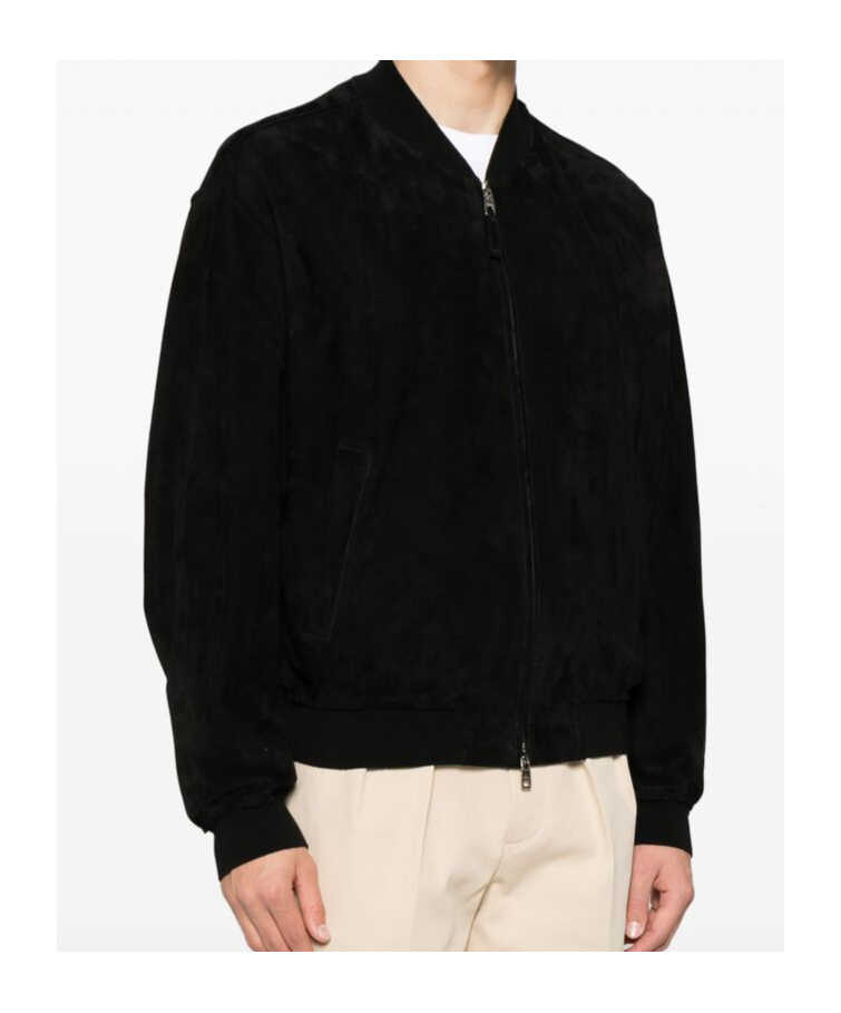 Shop Dolce & Gabbana Suede Bomber Jacket In Black