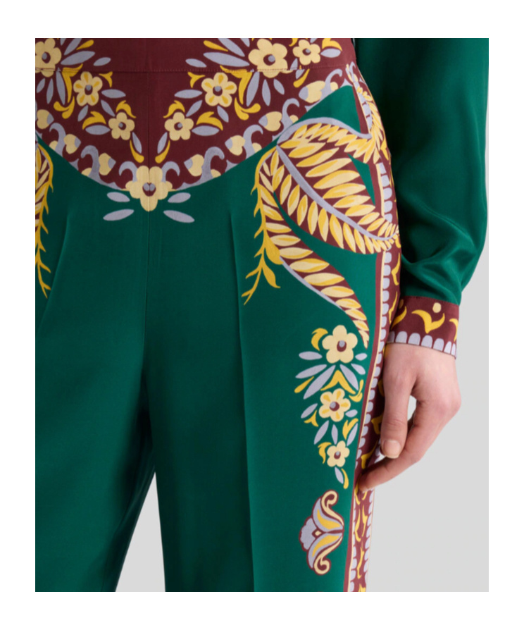 Etro Printed Trousers In Green