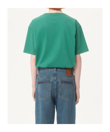 Valentino Cotton T-shirt With Chez Print In Green