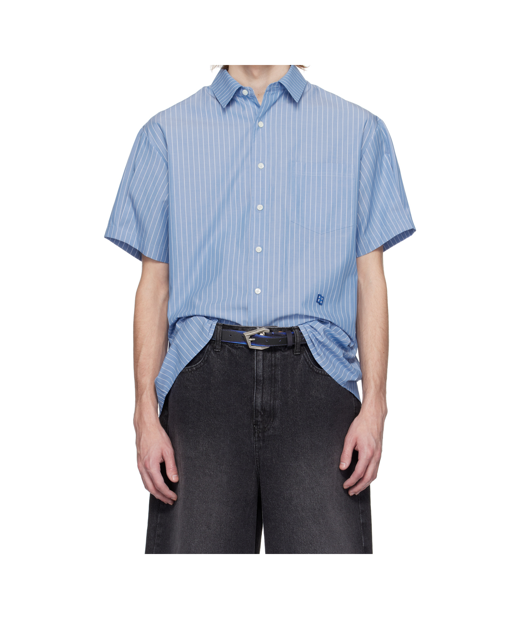 Ader Error Striped Shirt In Blue