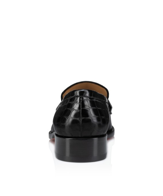 Christian Louboutin Embossed Slip-on Loafers In Black