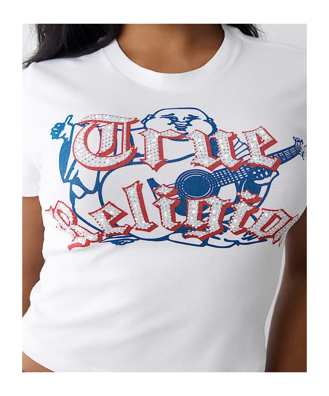 TRUE RELIGION CRYSTAL LOGO BUDDHA BABY TEE