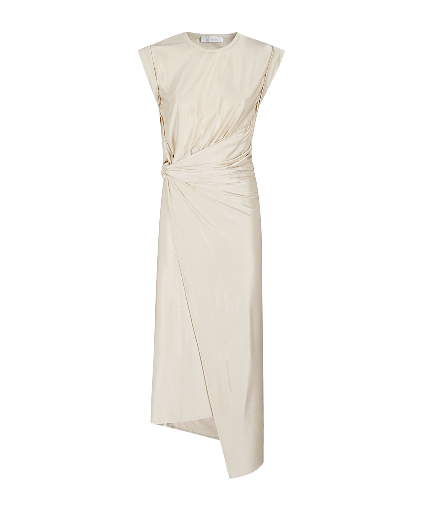 Rabanne Draped Asymmetric Urania Midi Dress In White