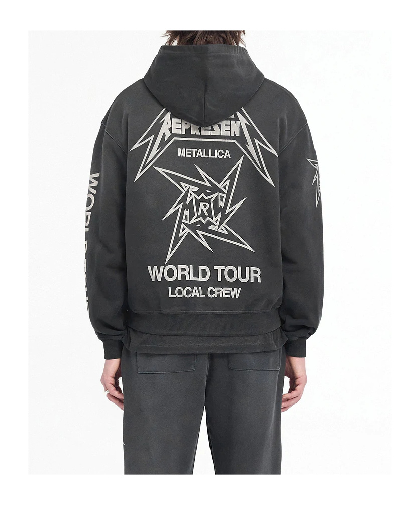 Represent X Metallica Local Crew Zip-up Hooded Sweatshirt In Black