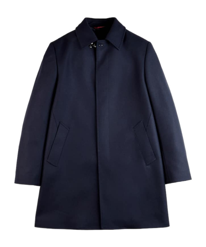 Fay Straight Wool-cashmere Blend Coat With Side Pockets In Black