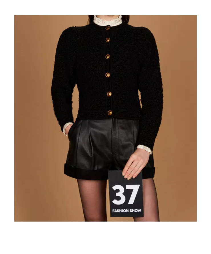 Twinset Two-tone Jacquard Knit Jacket In Black