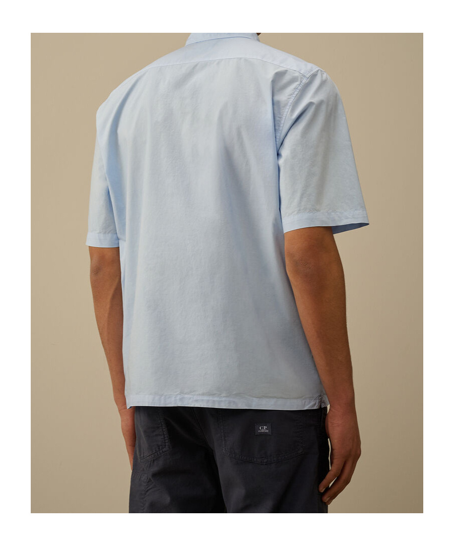C.p. Company Short Sleeve Poplin Shirt In Blue