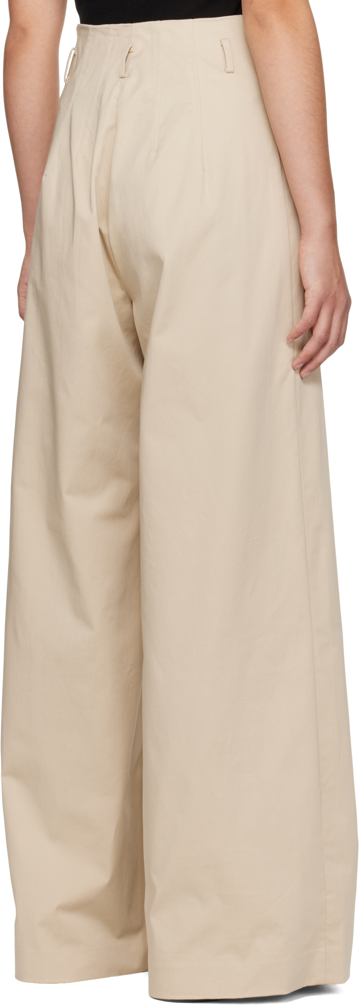 St Agni Cotton Paperbag Waist Trousers In Neutral