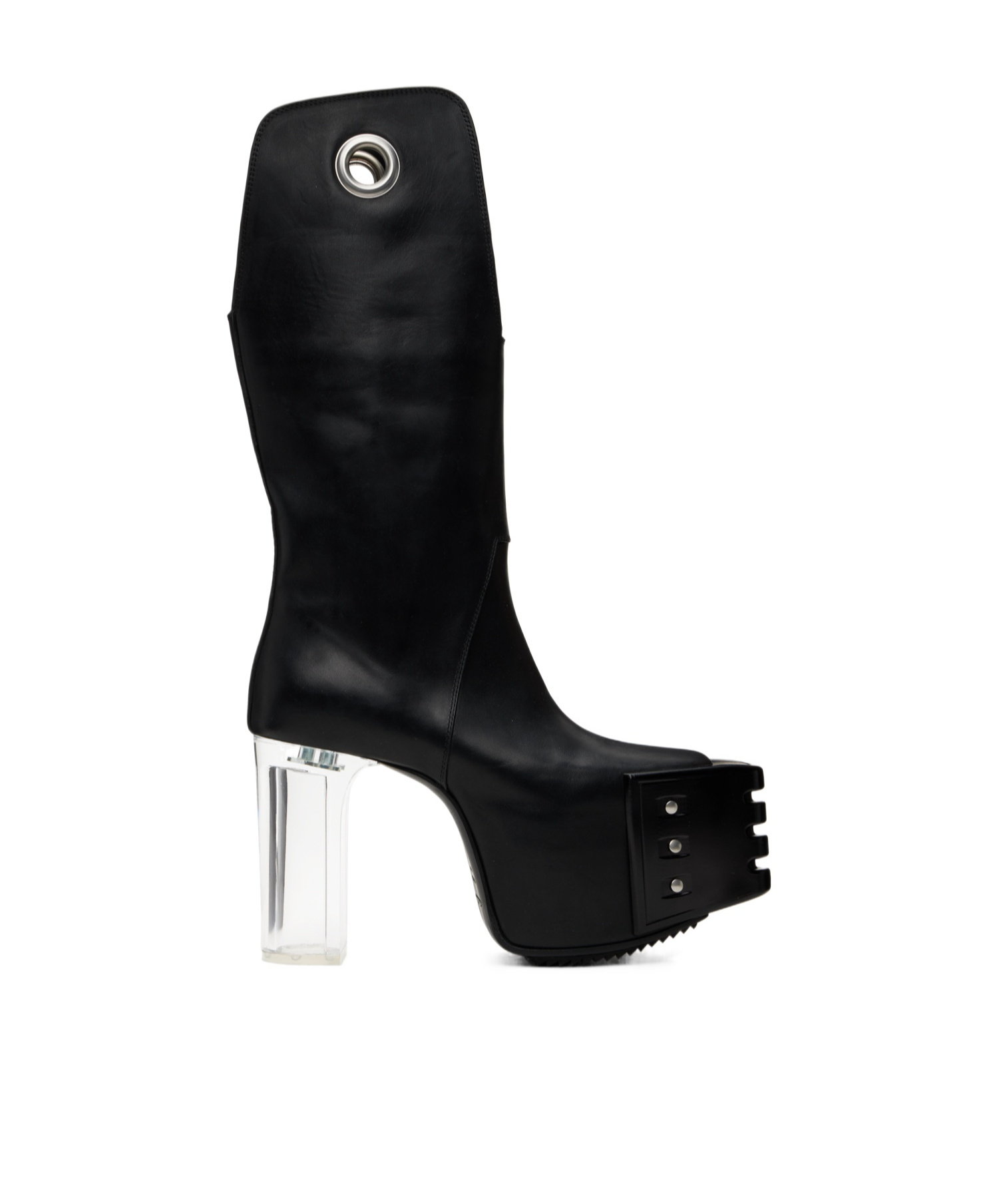 Rick Owens Square Head Riveted Short Boots In Black