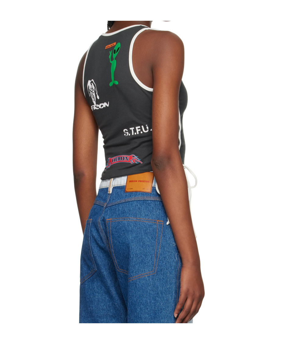 Heron Preston Logo-print Lace-up Top In Multi