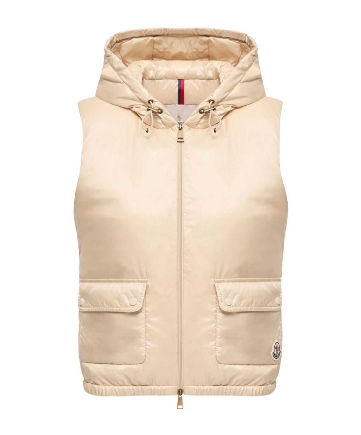 Moncler Lansette Short Longue Saison Down Gilet In Sand
