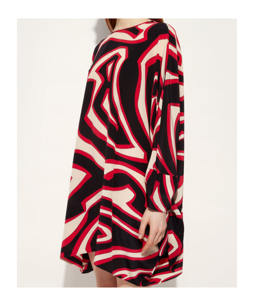 Pucci Labirinto Print Short Silk Kaftan In Black