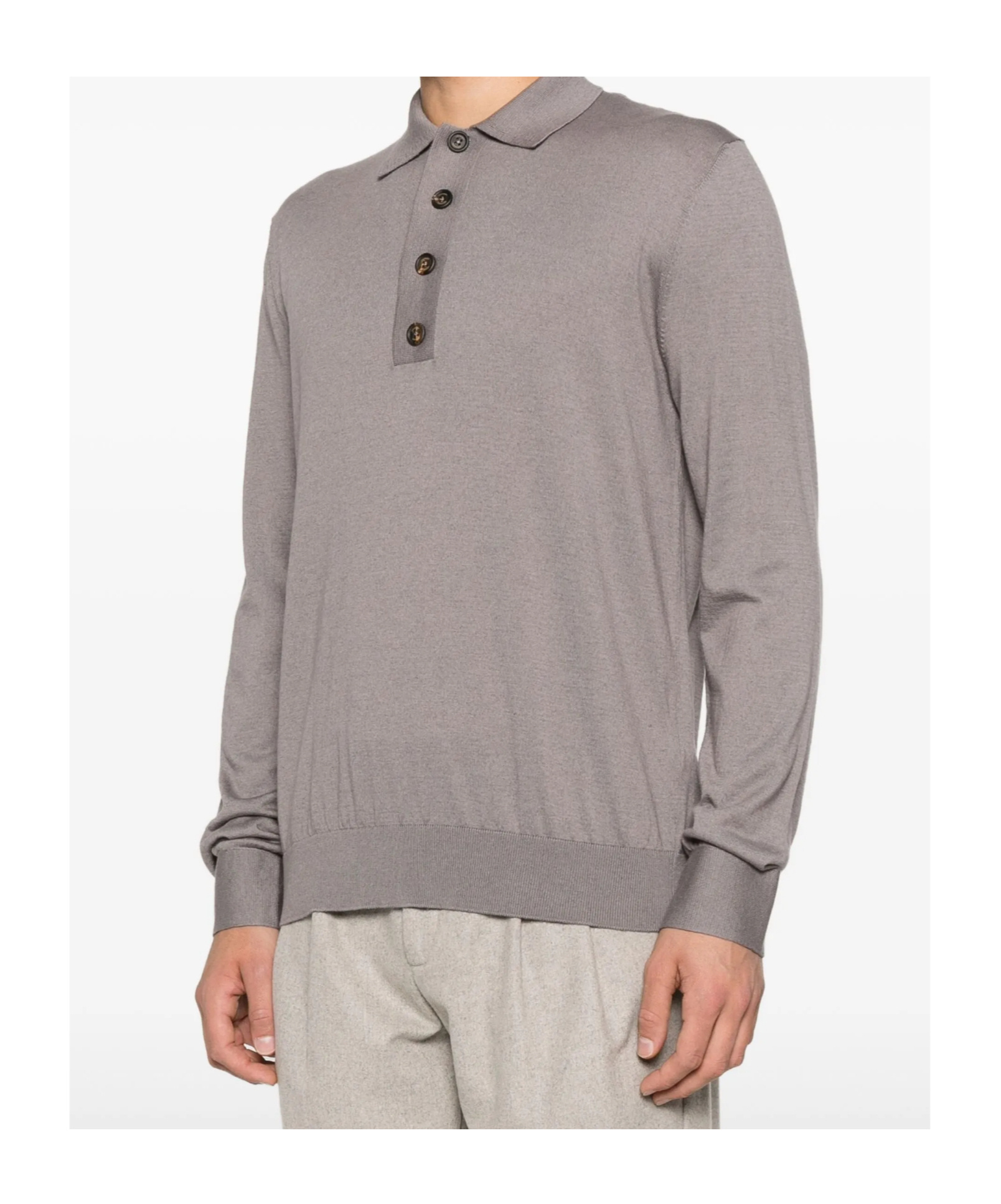 Eleventy Fine-knit Polo Shirt In Gray